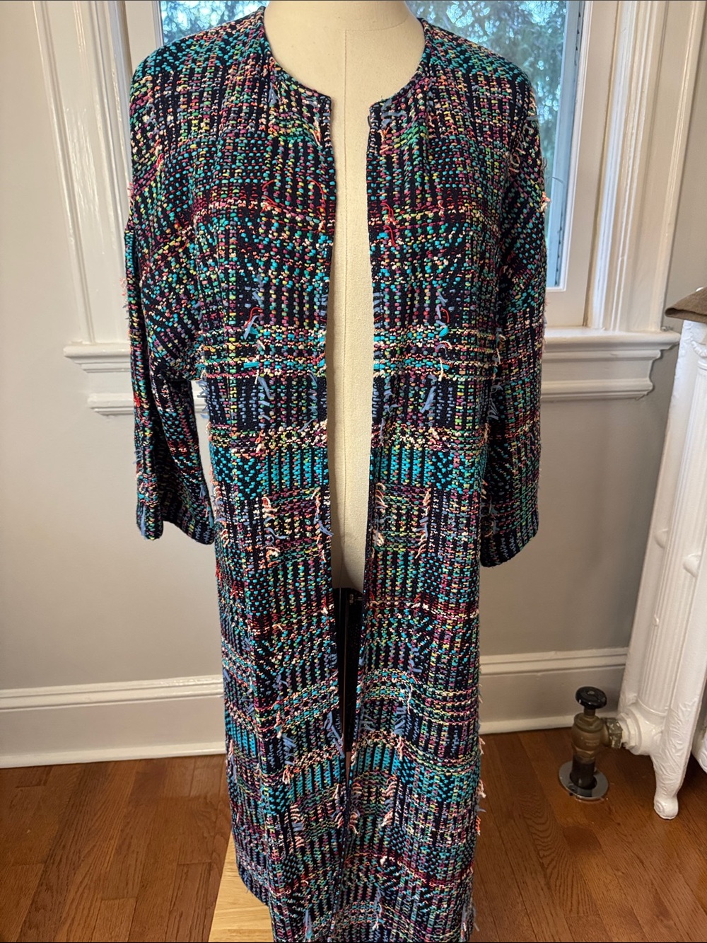 St. John Multicolor Tweed Longline Cardigan/duster